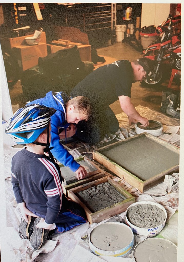 Making stepping stones for Kathy's Memorial Garden