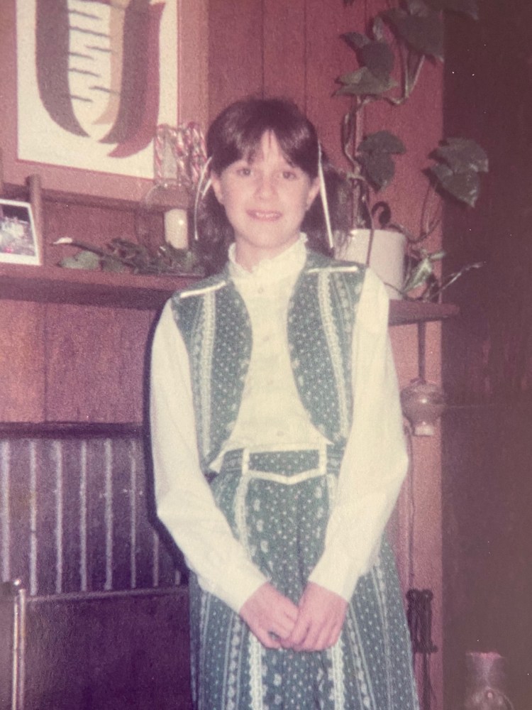 Lori in her outfit sewn by Grandma Flo